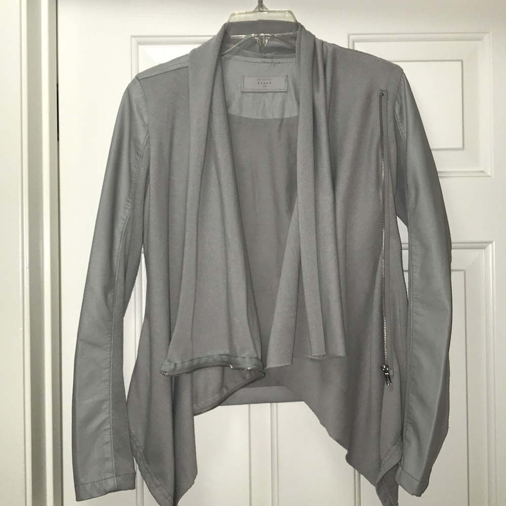 Blank NYC Light Gray Draped Open Front Jacket